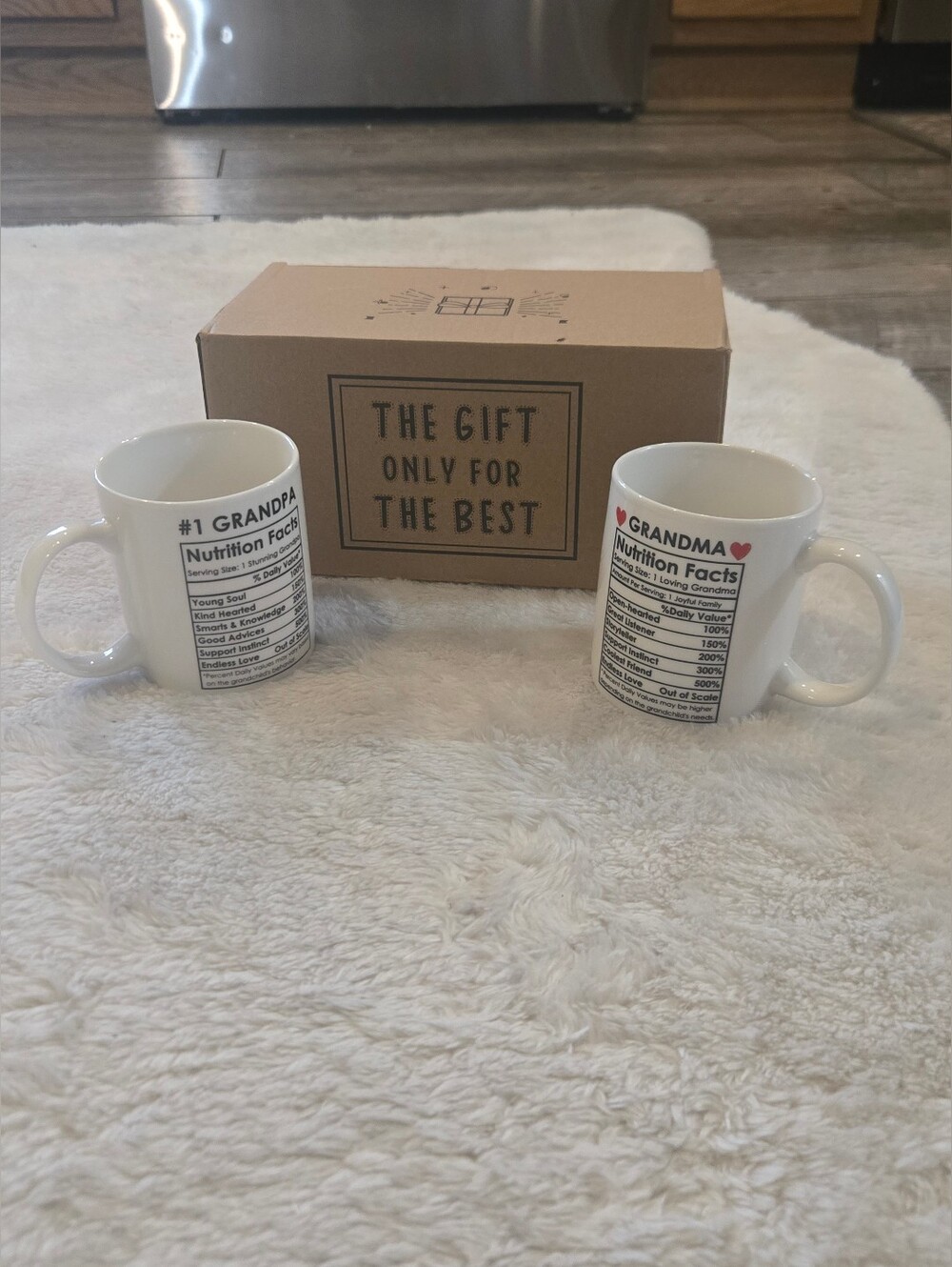 Breezy Valley Grandma & Grandpa Nutrition Facts Coffee Mug Set - new in box